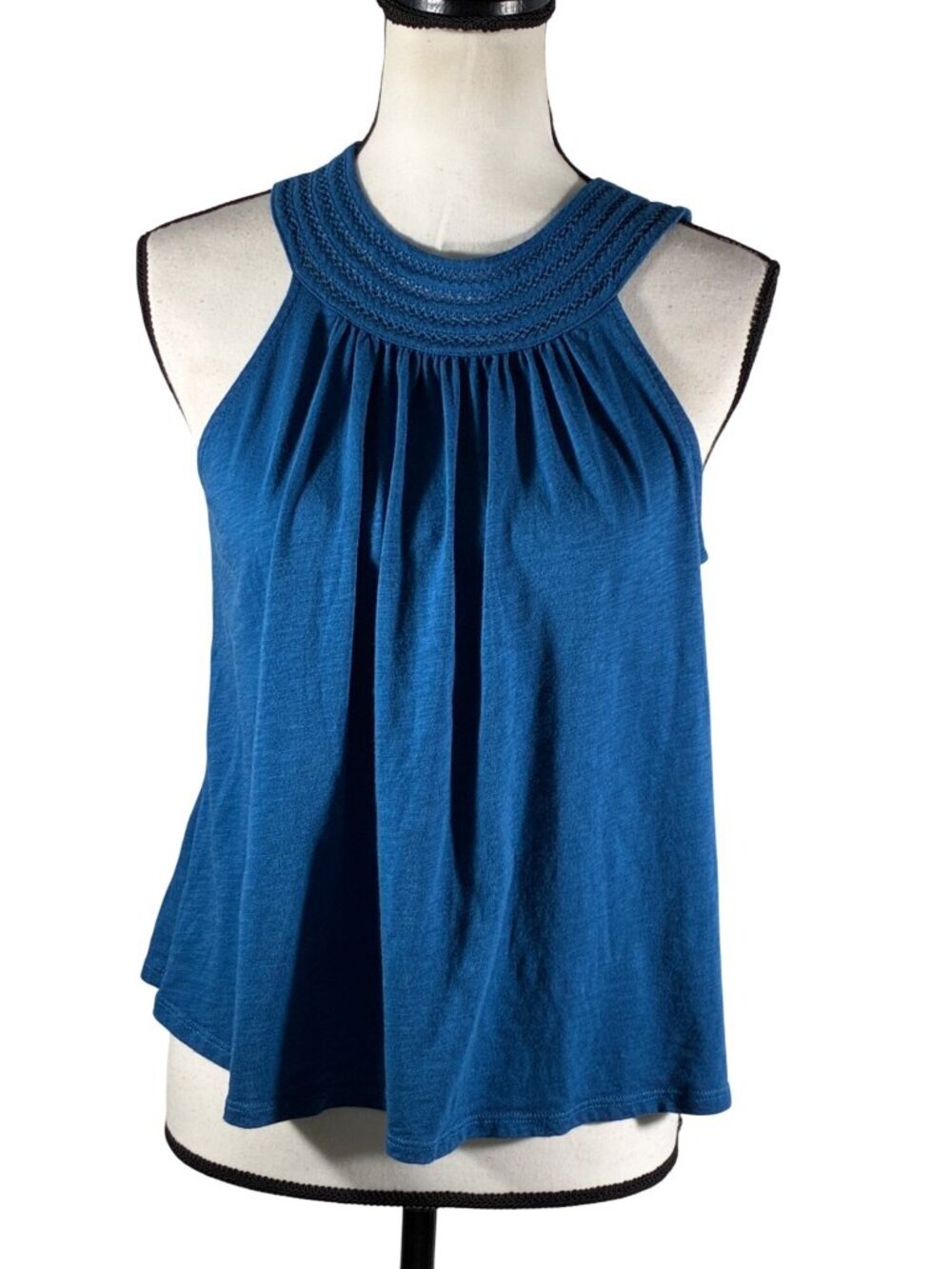 Boden Blue Sleeveless swing slub cotton Knit Halter Top Size US 6 UK 10 Cotton